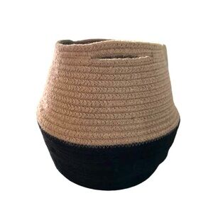 Jute Rope Belly Basket Two Toned 12” Height